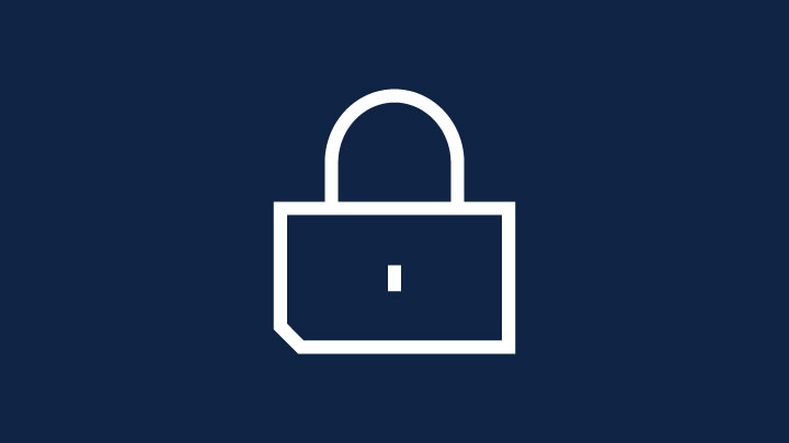 icon of a padlock on blue background